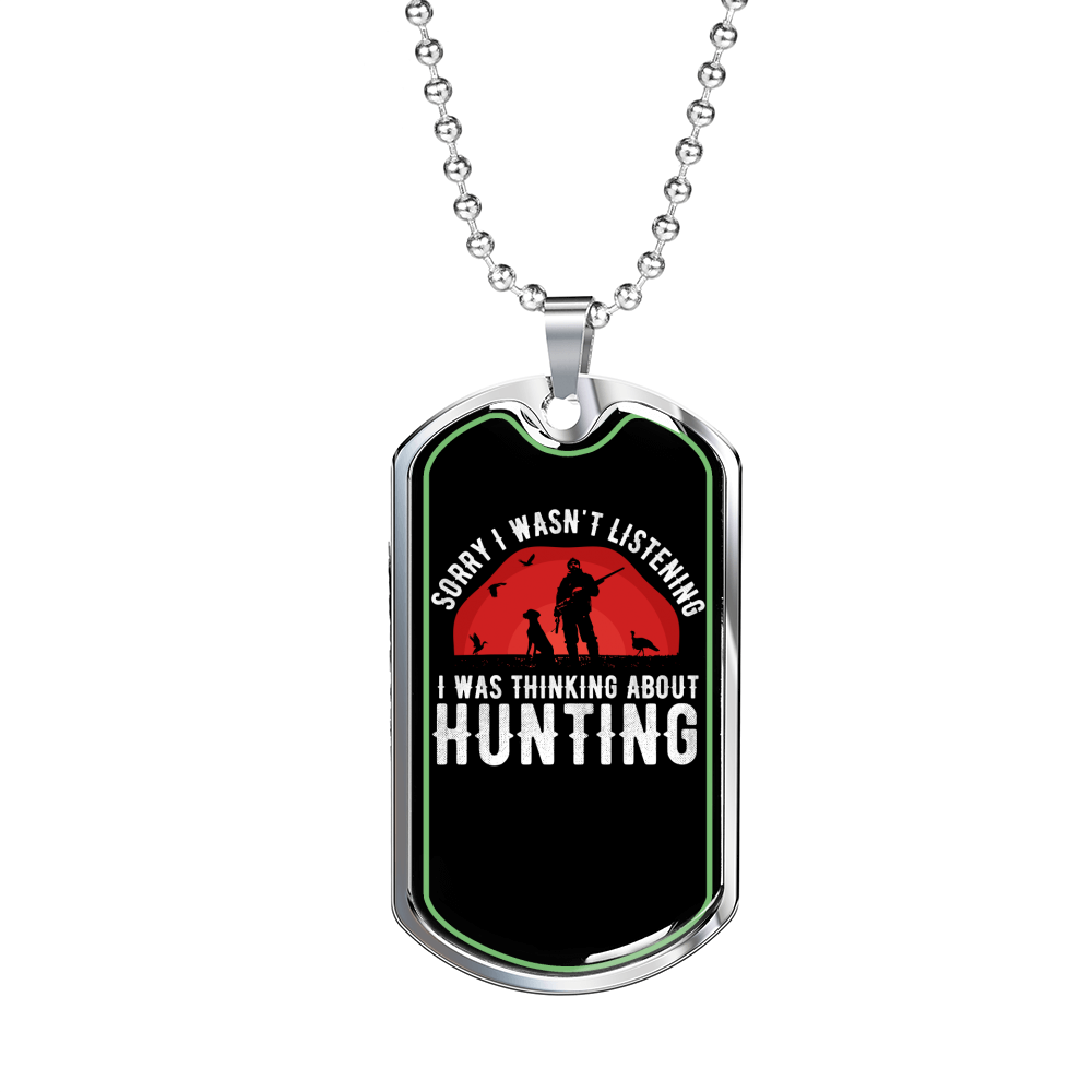 Thinking Hunting Necklace Stainless Steel or 18k Gold Dog Tag 24" Chain-Express Your Love Gifts
