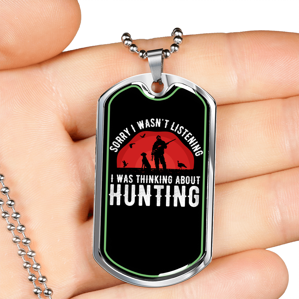 Thinking Hunting Necklace Stainless Steel or 18k Gold Dog Tag 24" Chain-Express Your Love Gifts