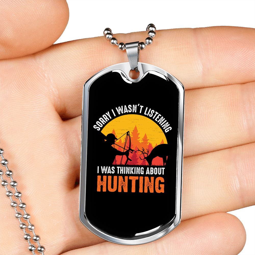 Thinking Of Hunting Necklace Stainless Steel or 18k Gold Dog Tag 24-Express Your Love Gifts