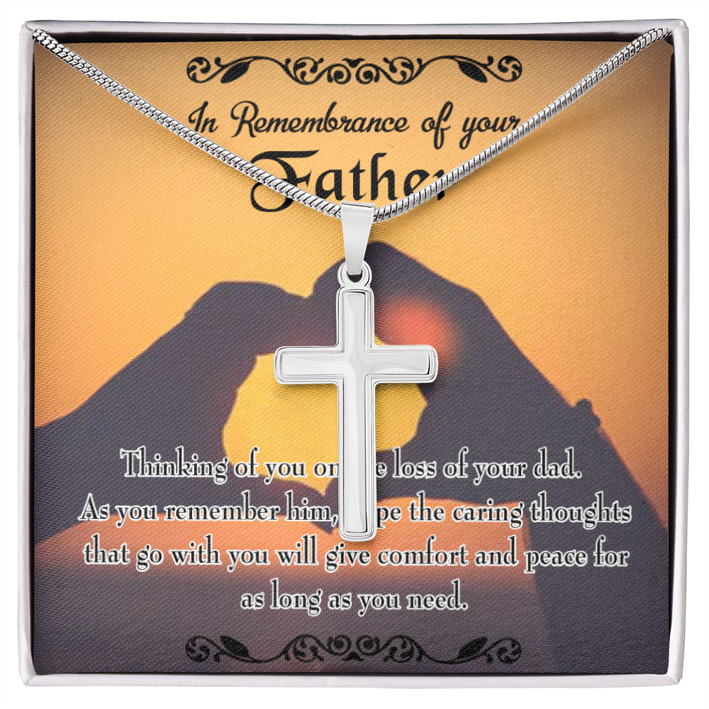 Thinking of You Dad Memorial Gift Dad Memorial Cross Necklace Sympathy Gift Loss of Father Condolence Message Card-Express Your Love Gifts