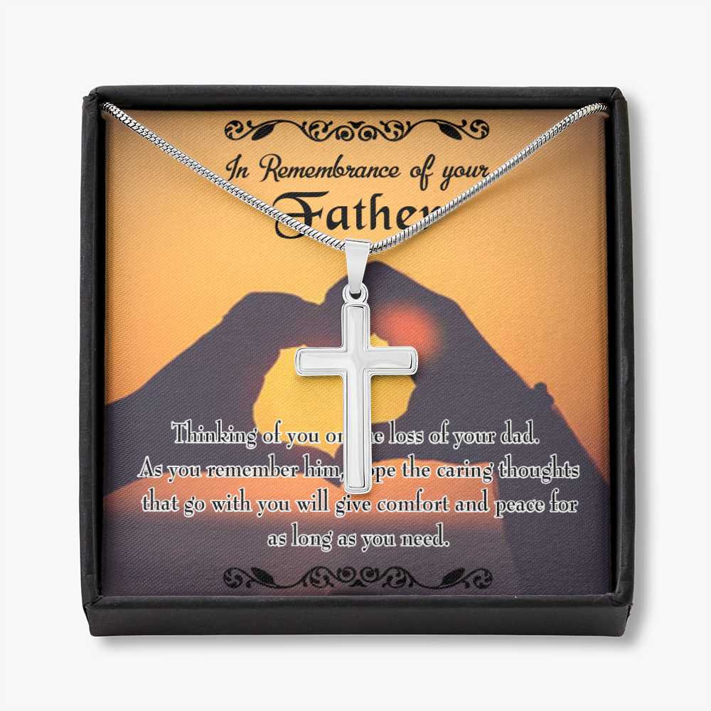 Thinking of You Dad Memorial Gift Dad Memorial Cross Necklace Sympathy Gift Loss of Father Condolence Message Card-Express Your Love Gifts