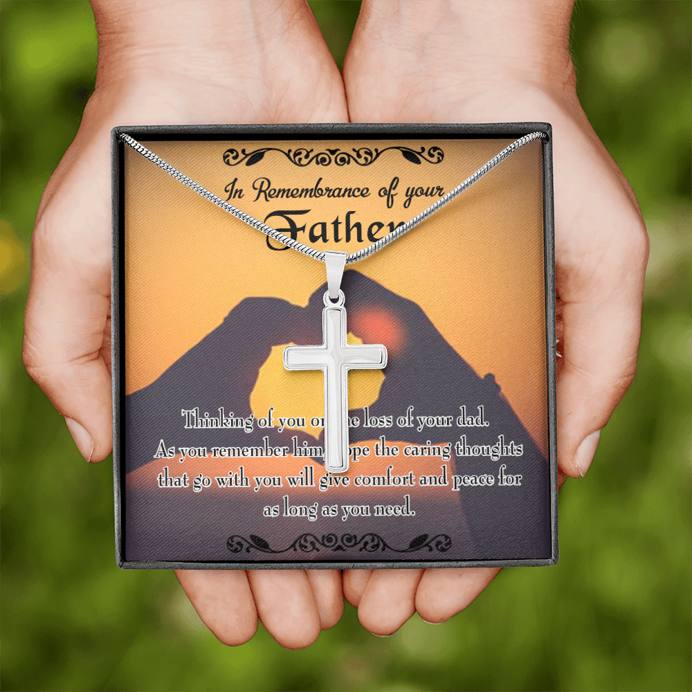Thinking of You Dad Memorial Gift Dad Memorial Cross Necklace Sympathy Gift Loss of Father Condolence Message Card-Express Your Love Gifts