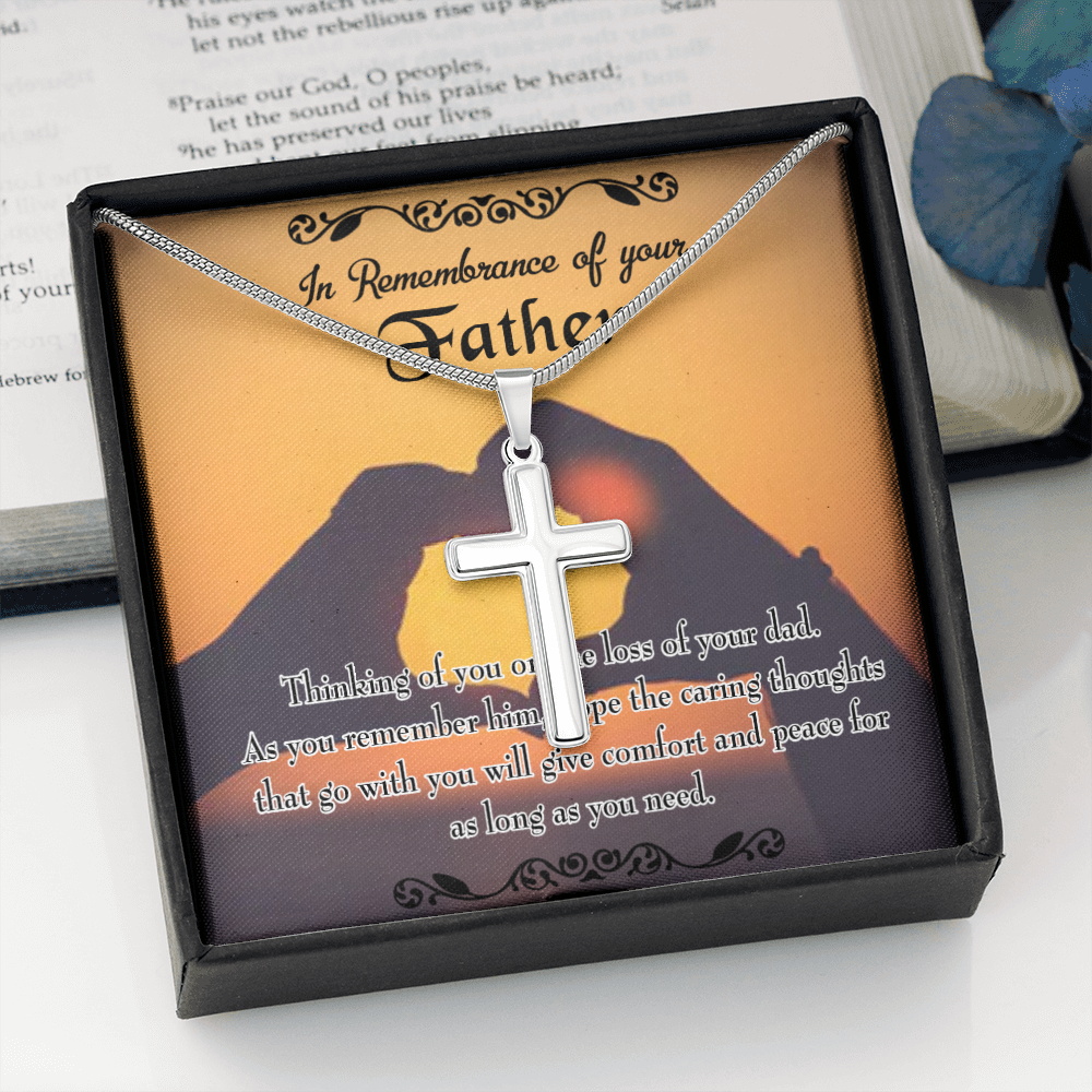 Thinking of You Dad Memorial Gift Dad Memorial Cross Necklace Sympathy Gift Loss of Father Condolence Message Card-Express Your Love Gifts