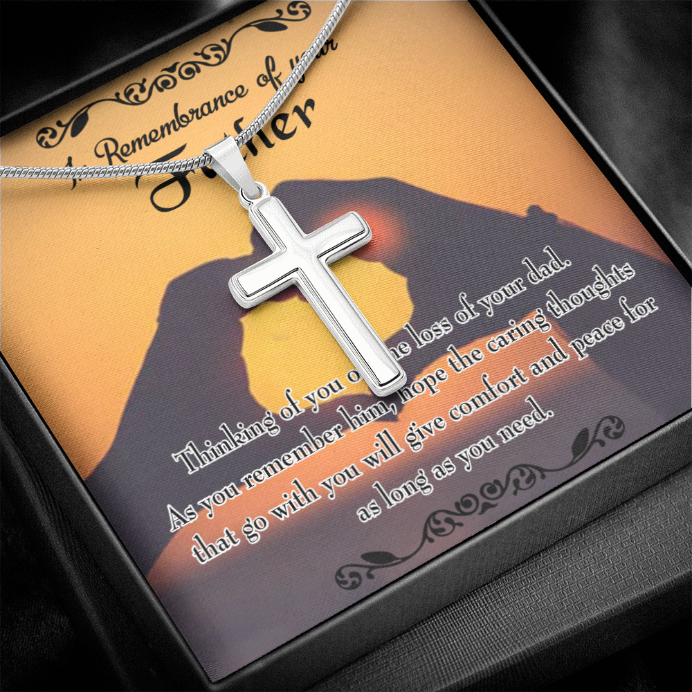 Thinking of You Dad Memorial Gift Dad Memorial Cross Necklace Sympathy Gift Loss of Father Condolence Message Card-Express Your Love Gifts