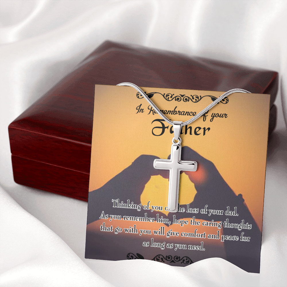 Thinking of You Dad Memorial Gift Dad Memorial Cross Necklace Sympathy Gift Loss of Father Condolence Message Card-Express Your Love Gifts