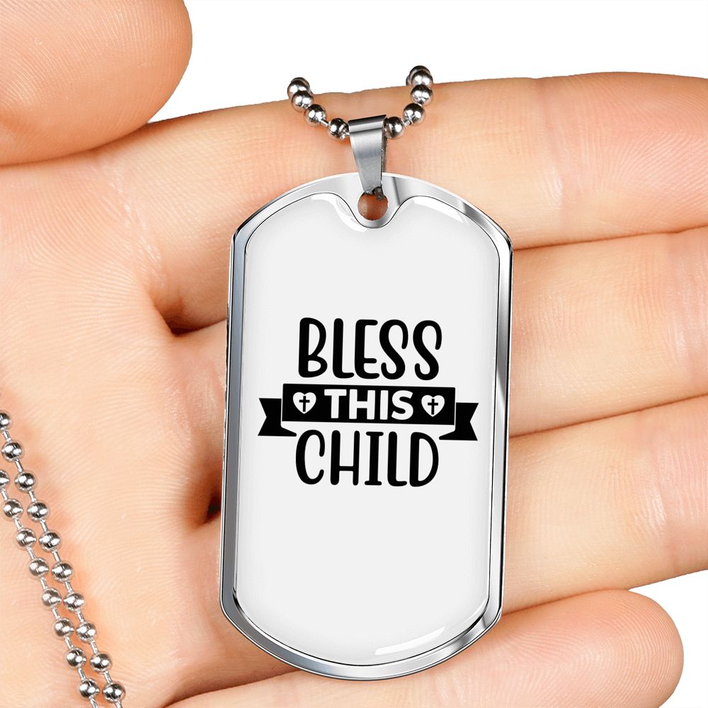 This Child Christian Necklace Stainless Steel or 18k Gold Dog Tag 24" Chain-Express Your Love Gifts