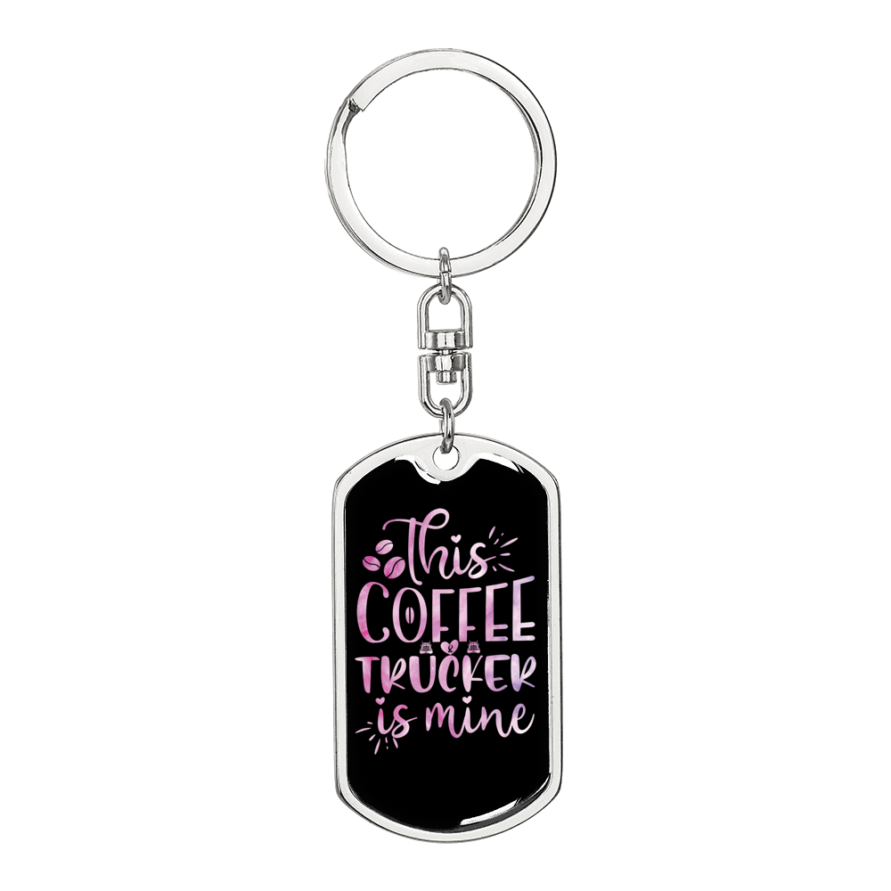 This Coffee Is Mine Swivel Keychain Dog Tag Stainless Steel or 18k Gold-Express Your Love Gifts