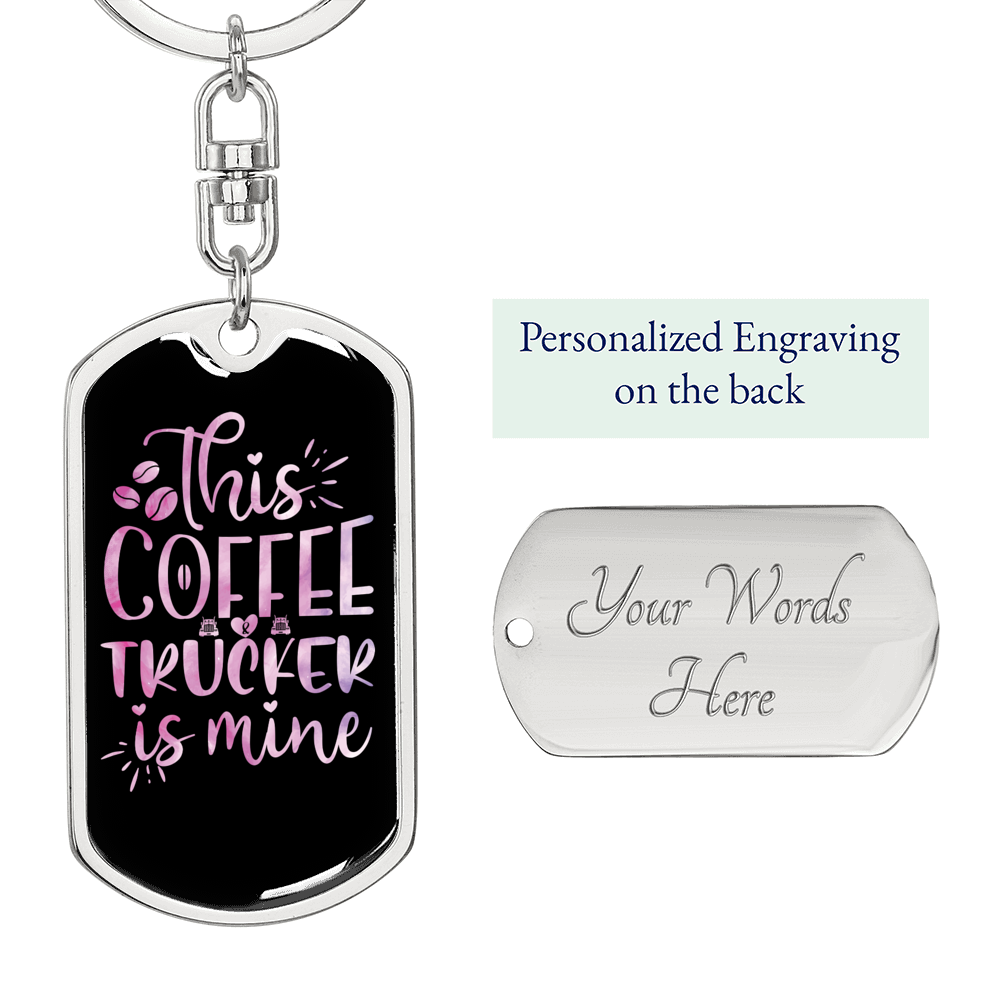 This Coffee Is Mine Swivel Keychain Dog Tag Stainless Steel or 18k Gold-Express Your Love Gifts