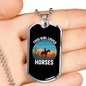 This Girl Loves Horses Horse Necklace Stainless Steel or 18k Gold Dog Tag 24" Chain-Express Your Love Gifts