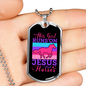 This Girl Runs on Jesus and Horses Horse Necklace Stainless Steel or 18k Gold Dog Tag 24" Chain-Express Your Love Gifts