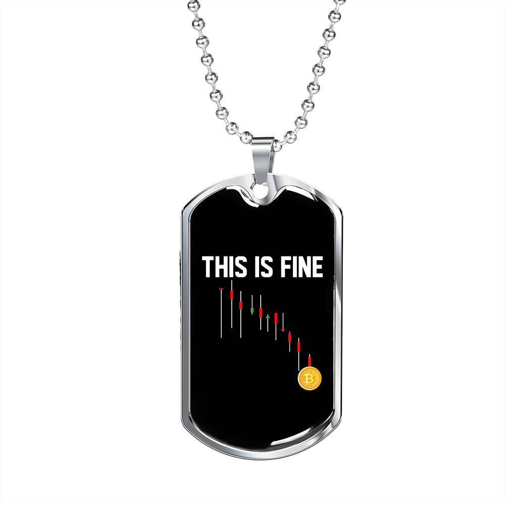 This is Fine Bitcoin Crypto Necklace Stainless Steel or 18k Gold Dog Tag 24" Chain-Express Your Love Gifts