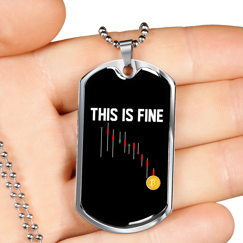 This is Fine Bitcoin Crypto Necklace Stainless Steel or 18k Gold Dog Tag 24" Chain-Express Your Love Gifts