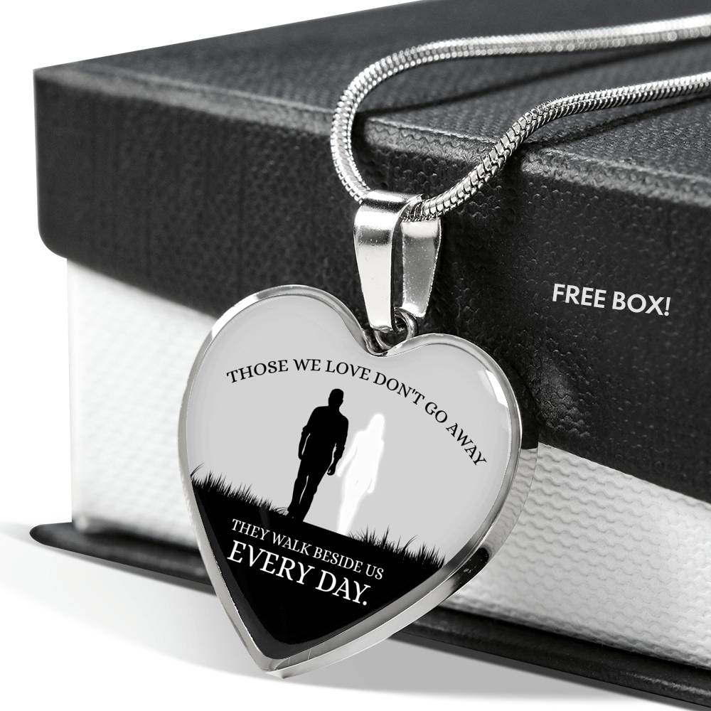 Those We Love Don'T Go Away Couple Necklace Stainless Steel or 18k Gold Heart Pendant 18-22"-Express Your Love Gifts