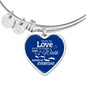 Those We Love Don't Go Away Footprints Stainless Steel Heart Bracelet Bangle-Express Your Love Gifts