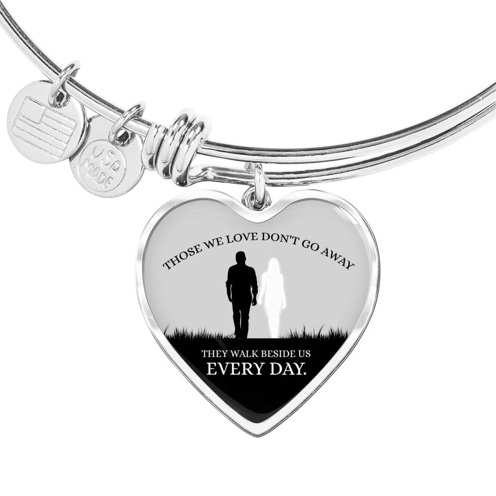 Those We Love Heart Bangle Stainless Steel or 18k Gold 18-22"-Express Your Love Gifts