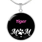 Tiger Cat Mom Necklace Circle Pendant Stainless Steel or 18k Gold 18-22"-Express Your Love Gifts
