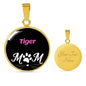 Tiger Cat Mom Necklace Circle Pendant Stainless Steel or 18k Gold 18-22"-Express Your Love Gifts