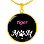 Tiger Cat Mom Necklace Circle Pendant Stainless Steel or 18k Gold 18-22"-Express Your Love Gifts