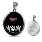 Tiger Cat Mom Necklace Circle Pendant Stainless Steel or 18k Gold 18-22"-Express Your Love Gifts