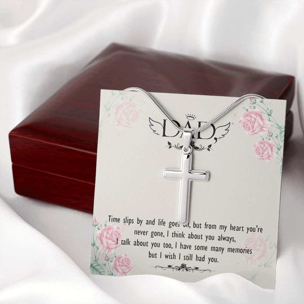 Time Slips by Dad Memorial Gift Dad Memorial Cross Necklace Sympathy Gift Loss of Father Condolence Message Card-Express Your Love Gifts