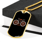 Time To Travel Cycling Necklace Stainless Steel or 18k Gold Dog Tag 24"-Express Your Love Gifts