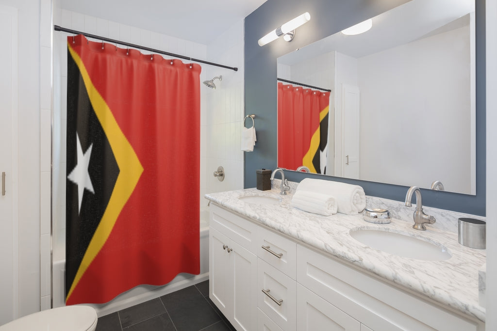 Timor Leste Flag Stylish Design 71" x 74" Elegant Waterproof Shower Curtain for a Spa-like Bathroom Paradise Exceptional Craftsmanship-Express Your Love Gifts