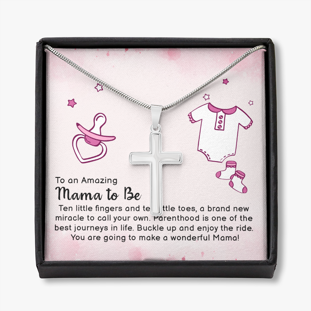 To An Amazing Mama To Be Cross Card Necklace w Stainless Steel Pendant-Express Your Love Gifts