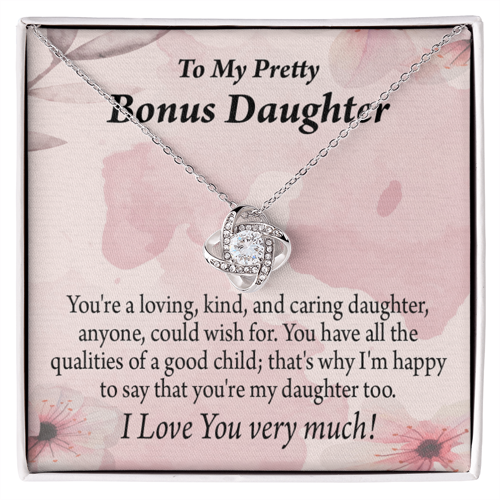 To Bonus Daughter All the Qualities Infinity Knot Necklace Message Card-Express Your Love Gifts