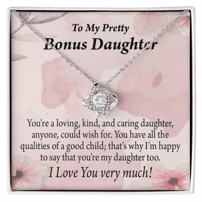 To Bonus Daughter All the Qualities Infinity Knot Necklace Message Card-Express Your Love Gifts