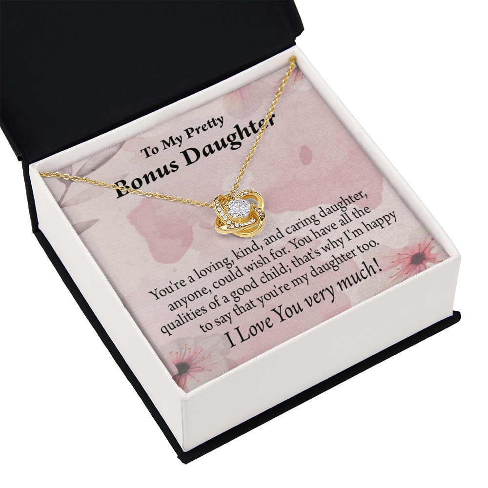 To Bonus Daughter All the Qualities Infinity Knot Necklace Message Card-Express Your Love Gifts