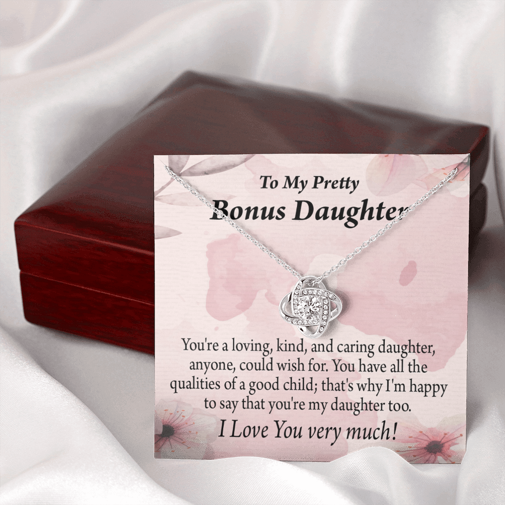 To Bonus Daughter All the Qualities Infinity Knot Necklace Message Card-Express Your Love Gifts