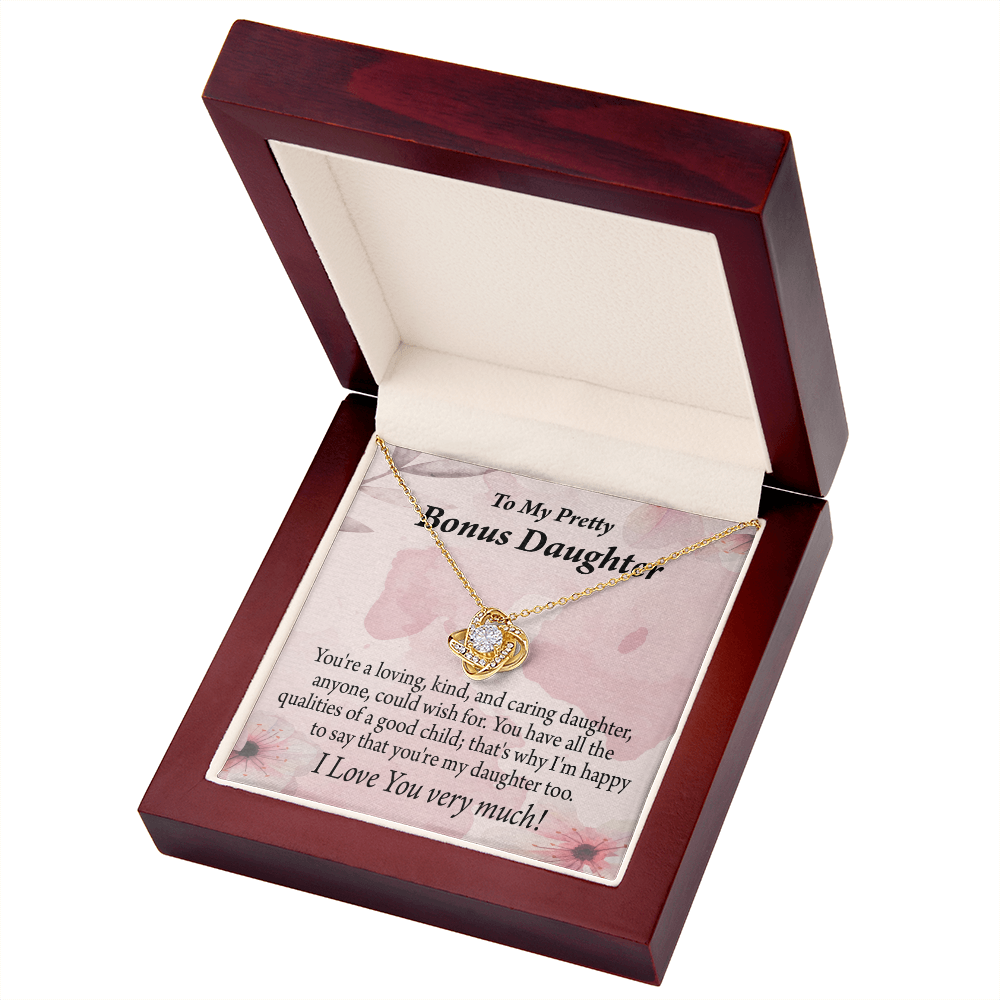 To Bonus Daughter All the Qualities Infinity Knot Necklace Message Card-Express Your Love Gifts
