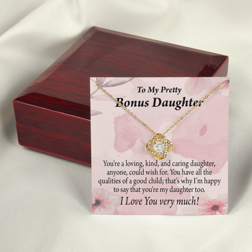 To Bonus Daughter All the Qualities Infinity Knot Necklace Message Card-Express Your Love Gifts