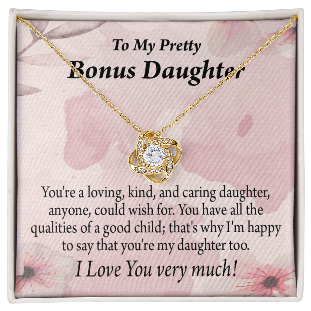 To Bonus Daughter All the Qualities Infinity Knot Necklace Message Card-Express Your Love Gifts
