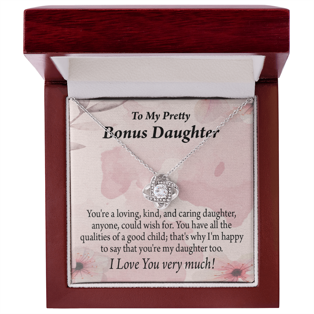 To Bonus Daughter All the Qualities Infinity Knot Necklace Message Card-Express Your Love Gifts