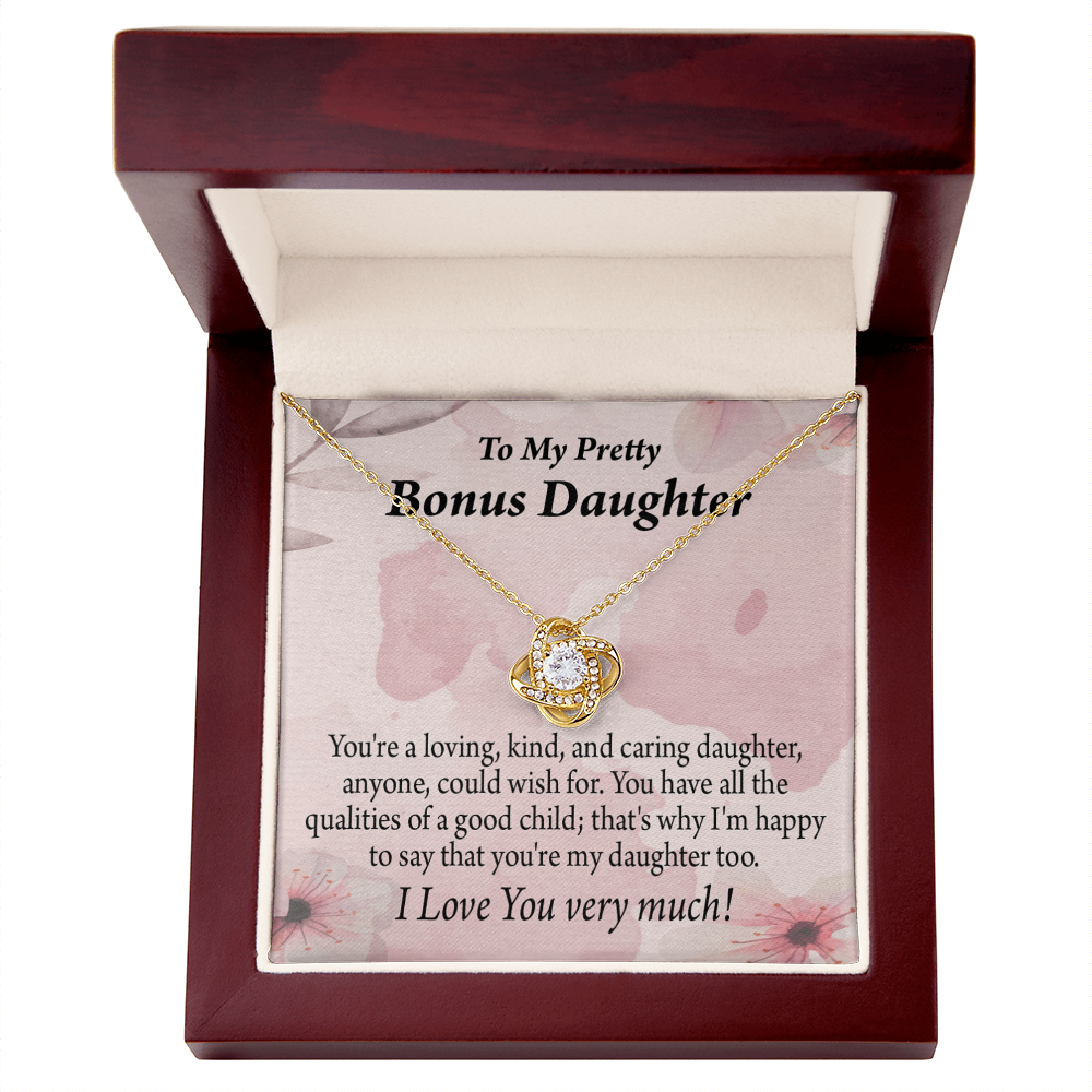 To Bonus Daughter All the Qualities Infinity Knot Necklace Message Card-Express Your Love Gifts