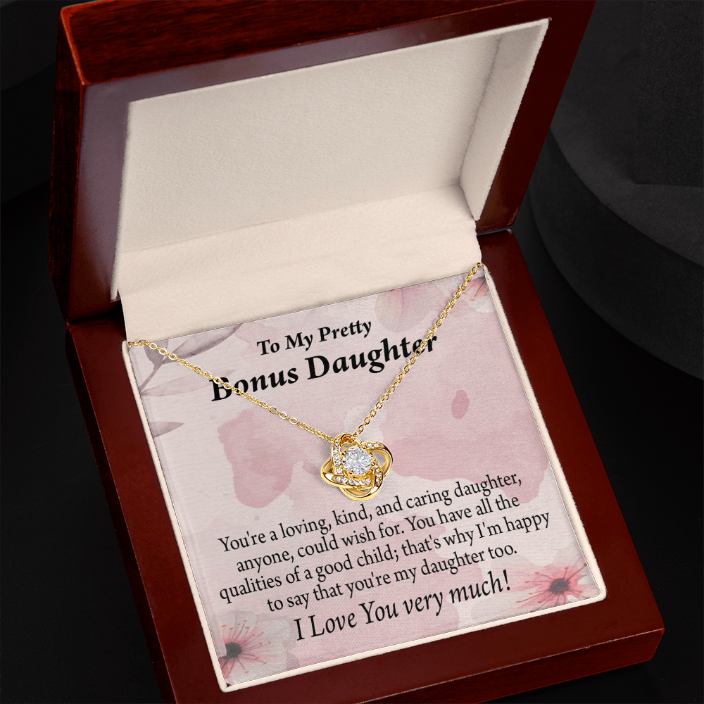 To Bonus Daughter All the Qualities Infinity Knot Necklace Message Card-Express Your Love Gifts