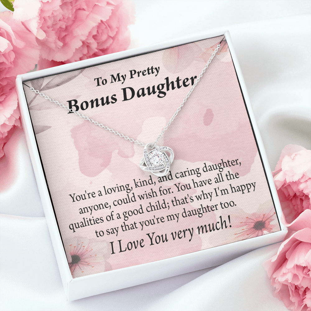To Bonus Daughter All the Qualities Infinity Knot Necklace Message Card-Express Your Love Gifts