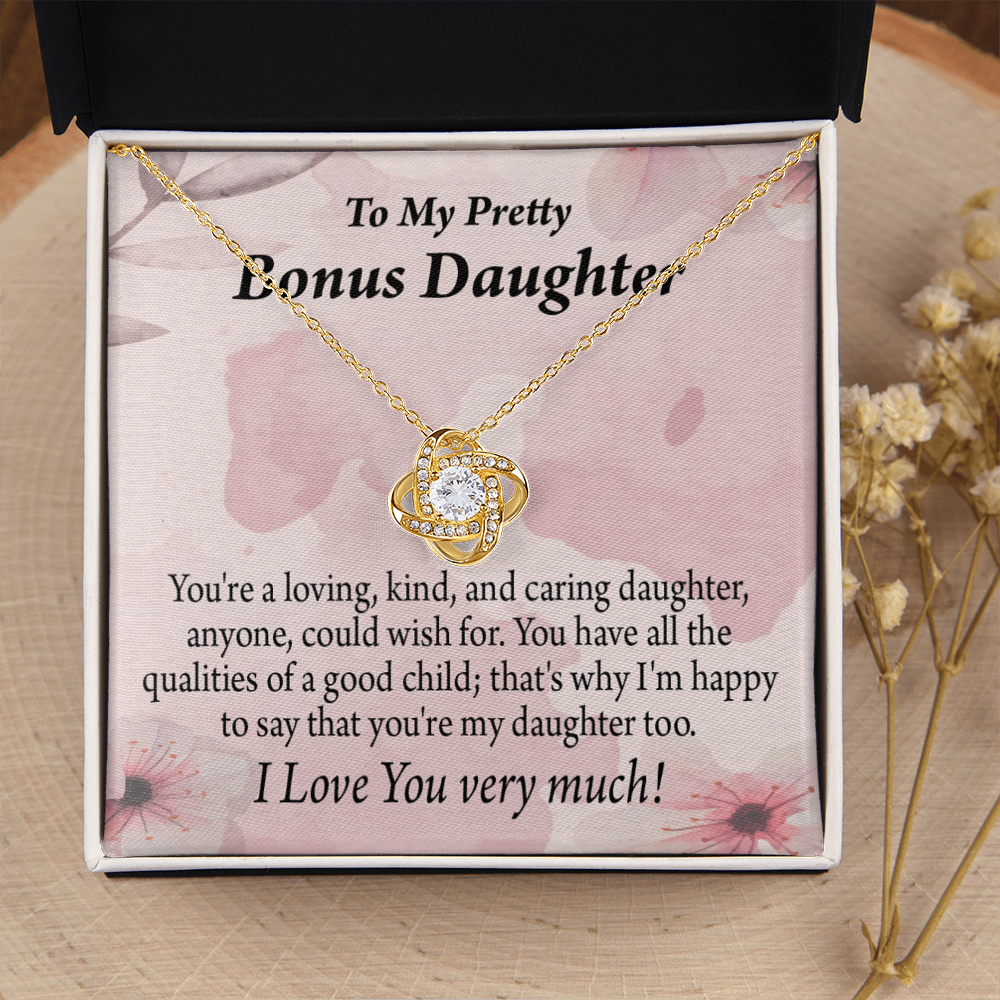 To Bonus Daughter All the Qualities Infinity Knot Necklace Message Card-Express Your Love Gifts