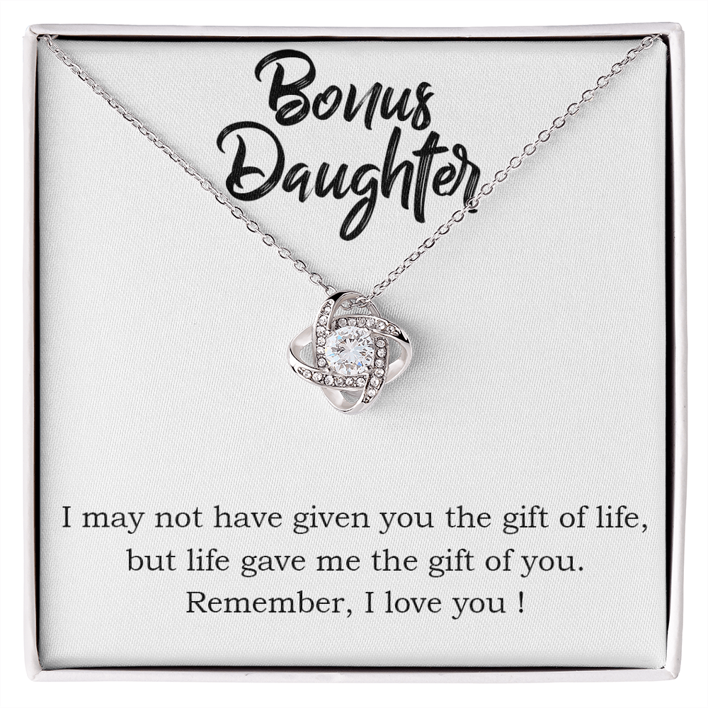 To Bonus Daughter Gift of Life Infinity Knot Necklace Message Card-Express Your Love Gifts