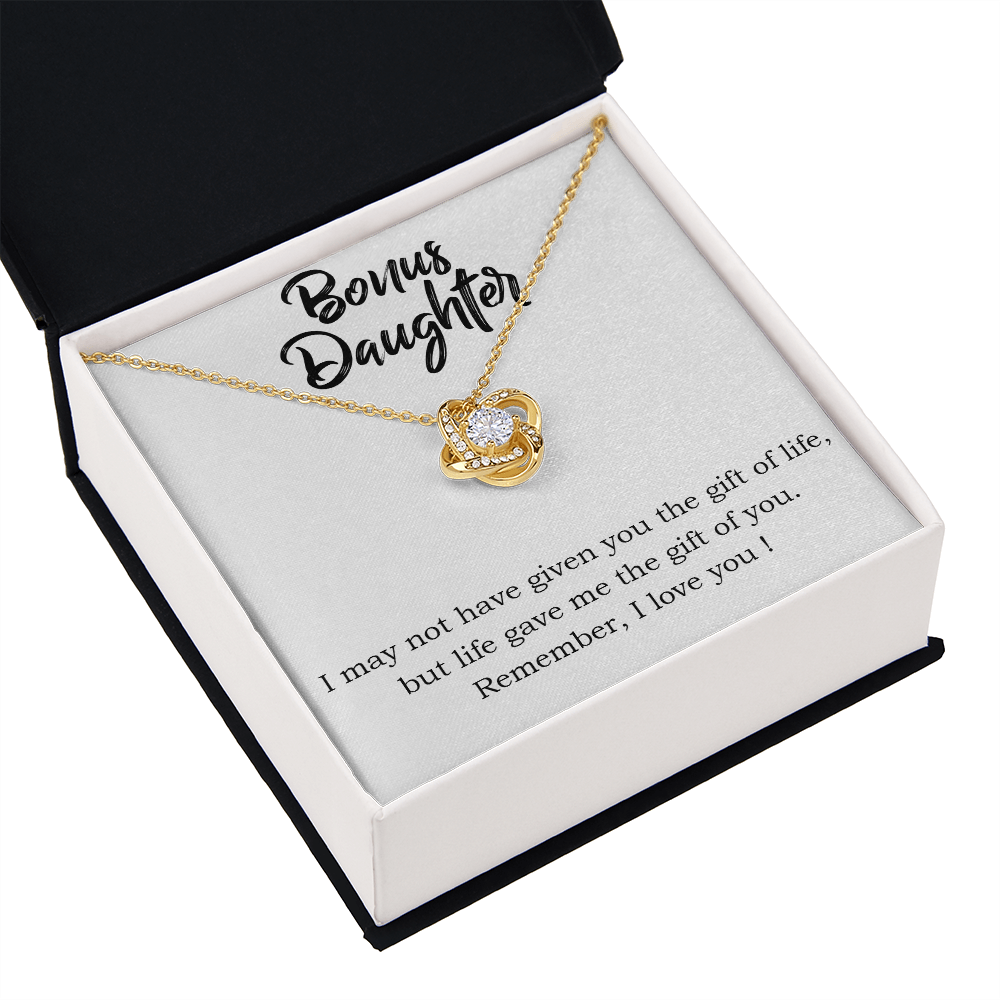 To Bonus Daughter Gift of Life Infinity Knot Necklace Message Card-Express Your Love Gifts