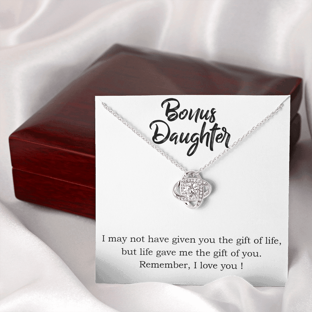 To Bonus Daughter Gift of Life Infinity Knot Necklace Message Card-Express Your Love Gifts
