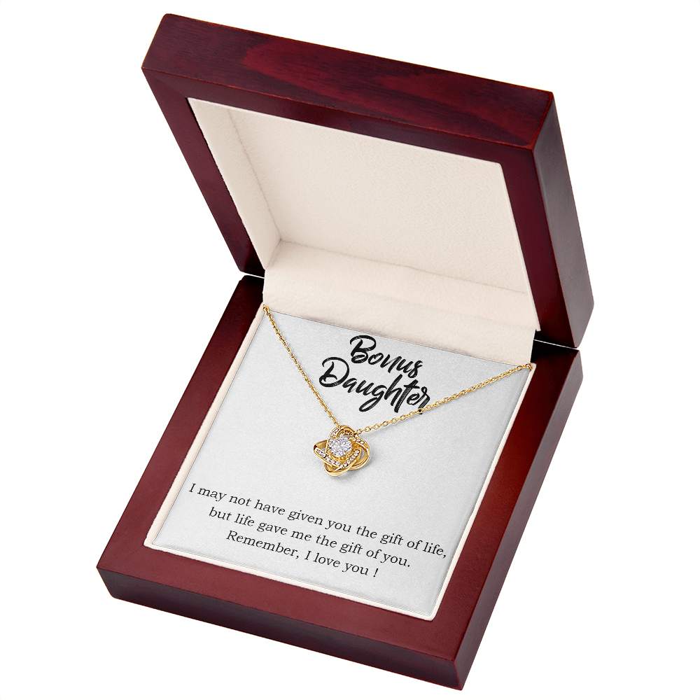 To Bonus Daughter Gift of Life Infinity Knot Necklace Message Card-Express Your Love Gifts