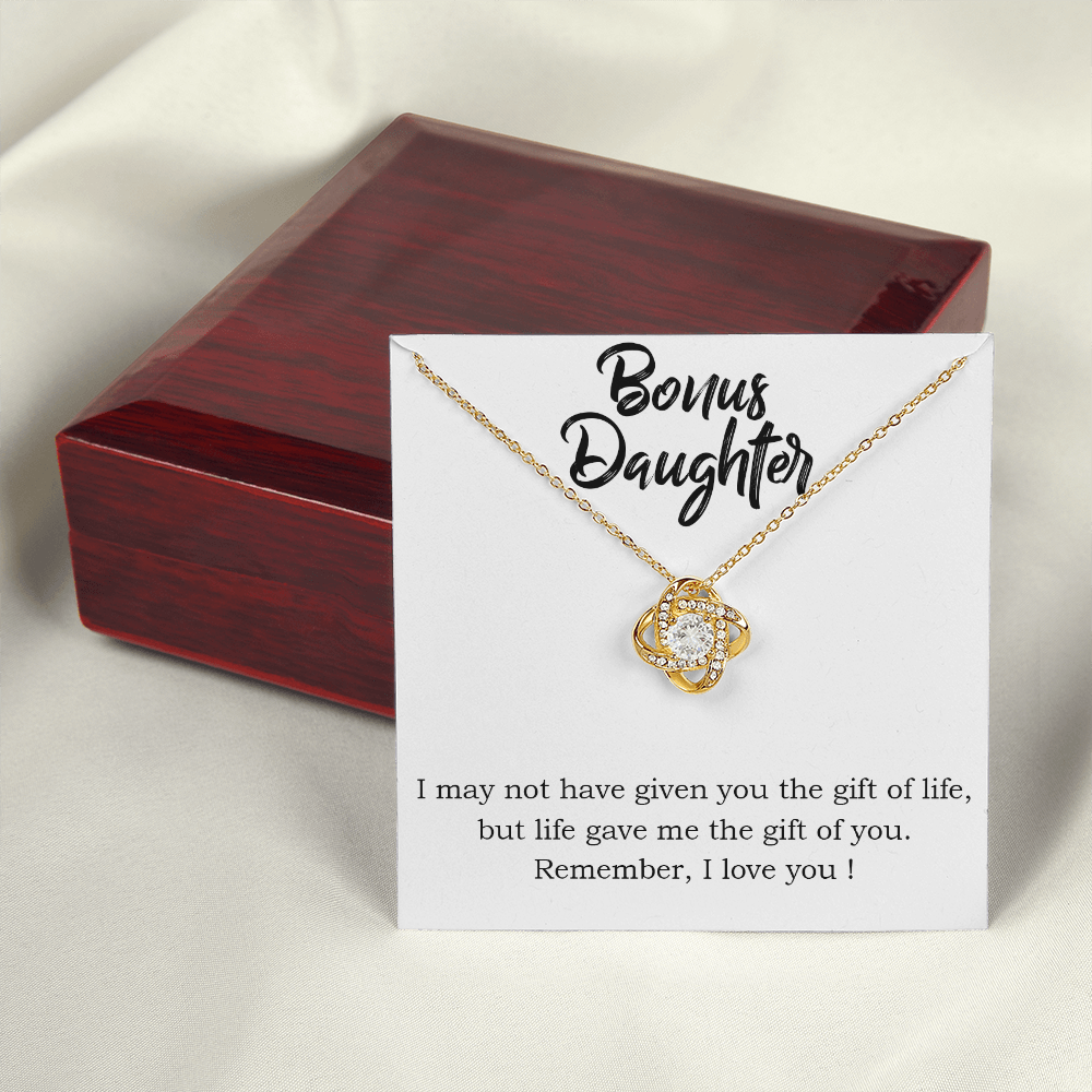 To Bonus Daughter Gift of Life Infinity Knot Necklace Message Card-Express Your Love Gifts