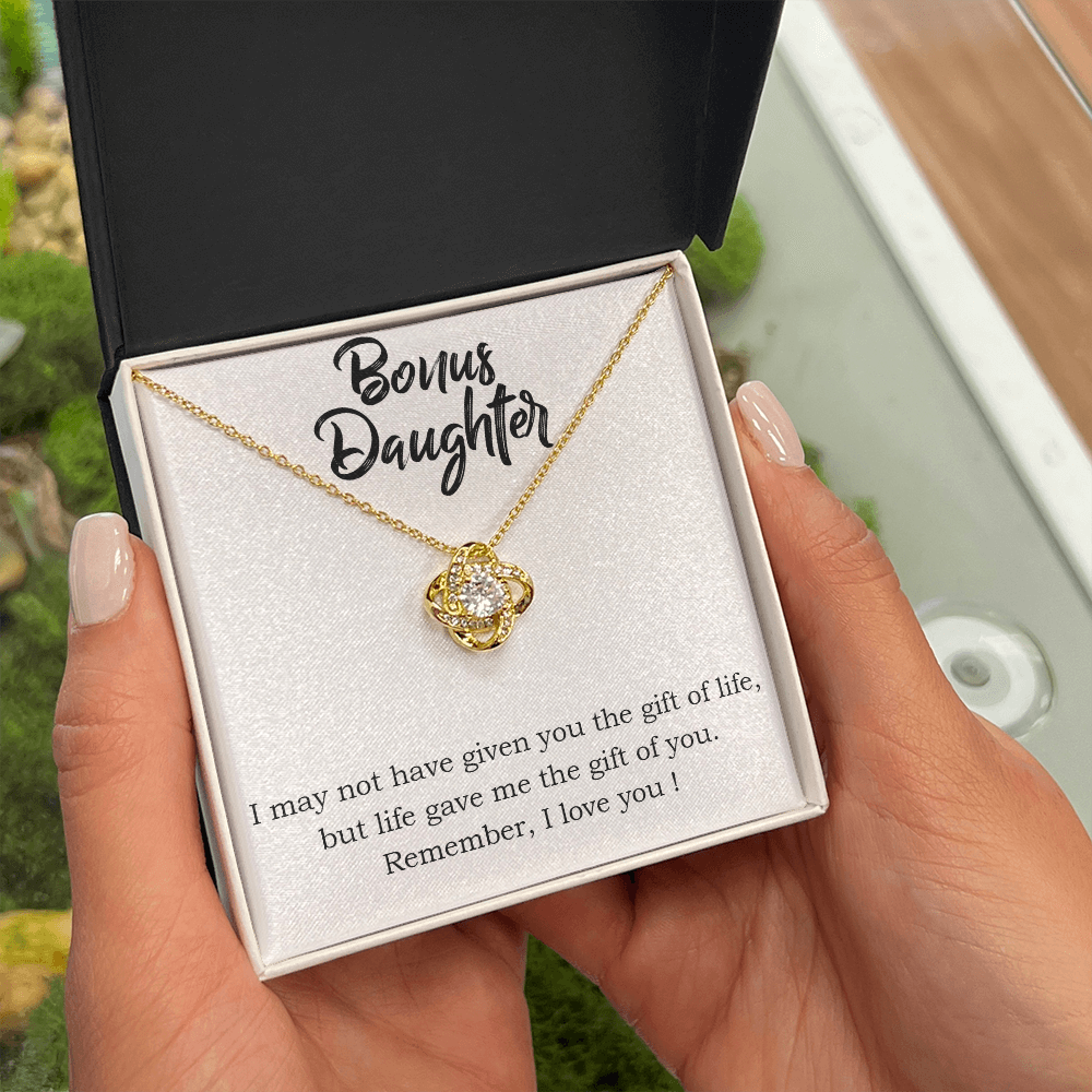 To Bonus Daughter Gift of Life Infinity Knot Necklace Message Card-Express Your Love Gifts
