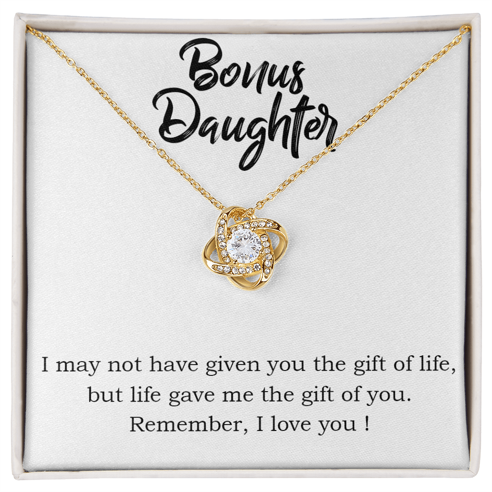 To Bonus Daughter Gift of Life Infinity Knot Necklace Message Card-Express Your Love Gifts