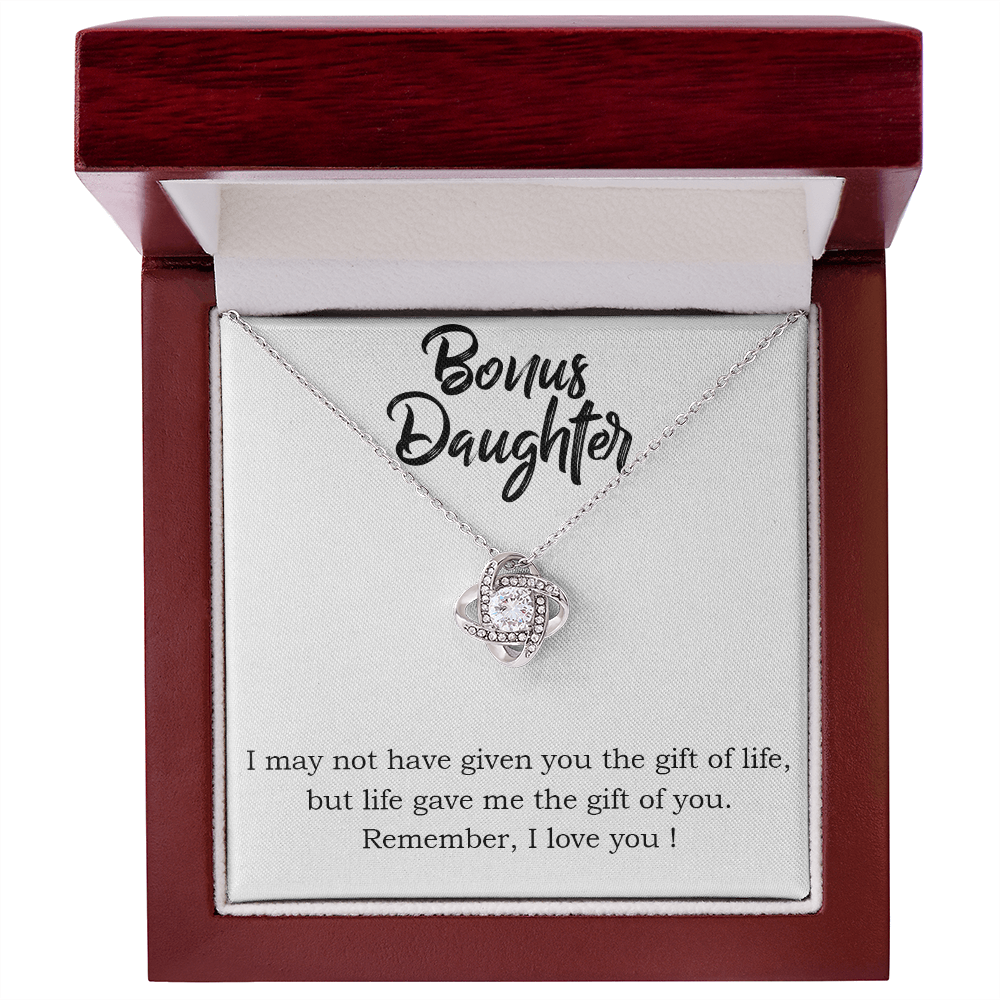 To Bonus Daughter Gift of Life Infinity Knot Necklace Message Card-Express Your Love Gifts