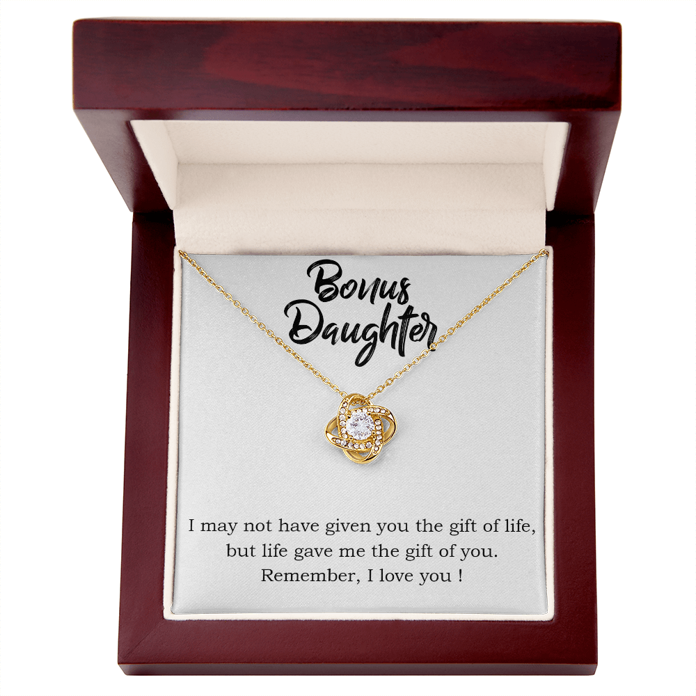 To Bonus Daughter Gift of Life Infinity Knot Necklace Message Card-Express Your Love Gifts