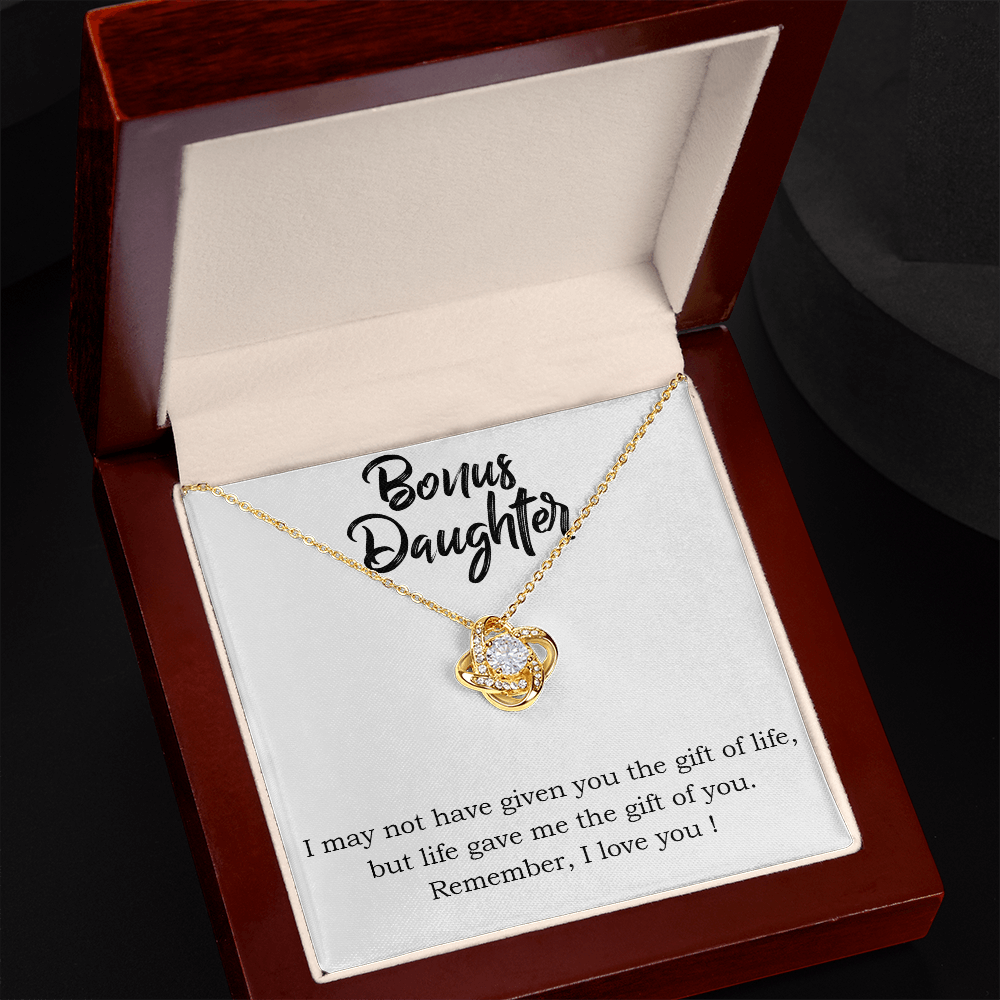 To Bonus Daughter Gift of Life Infinity Knot Necklace Message Card-Express Your Love Gifts
