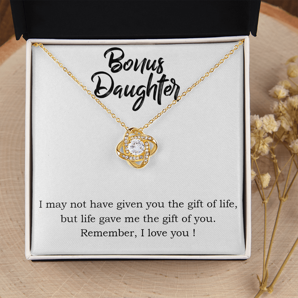 To Bonus Daughter Gift of Life Infinity Knot Necklace Message Card-Express Your Love Gifts